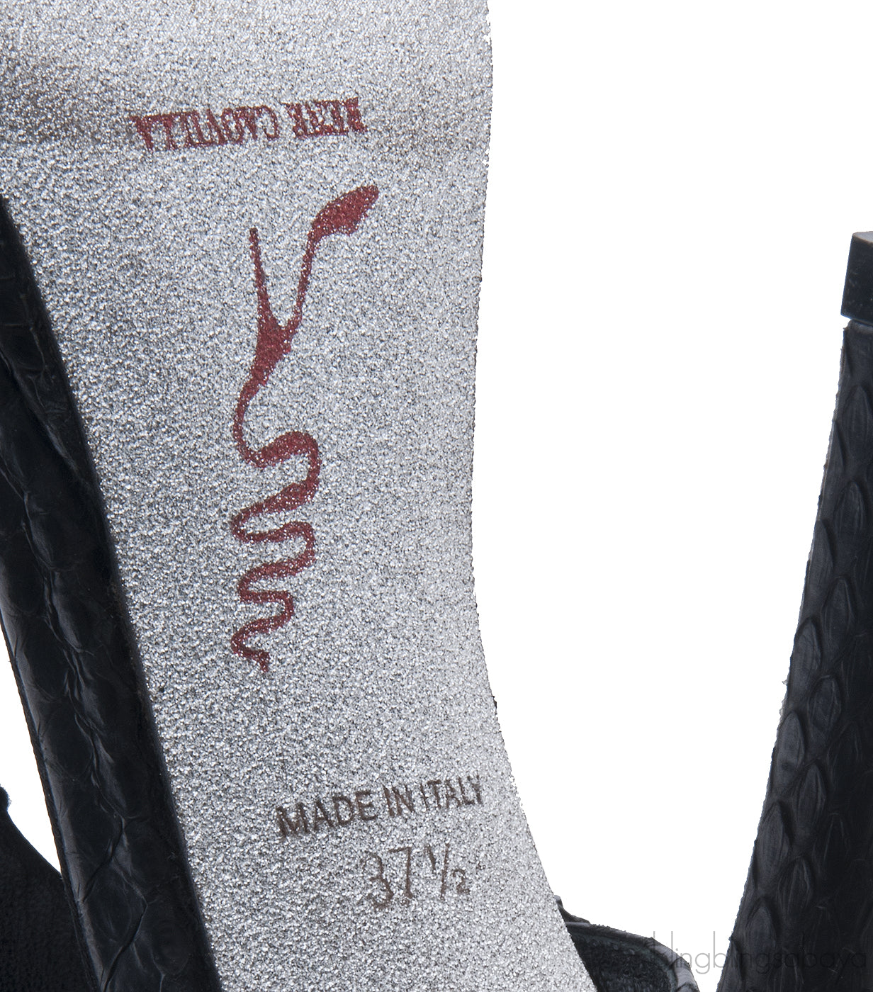 Black Swirl Strass Python Heels