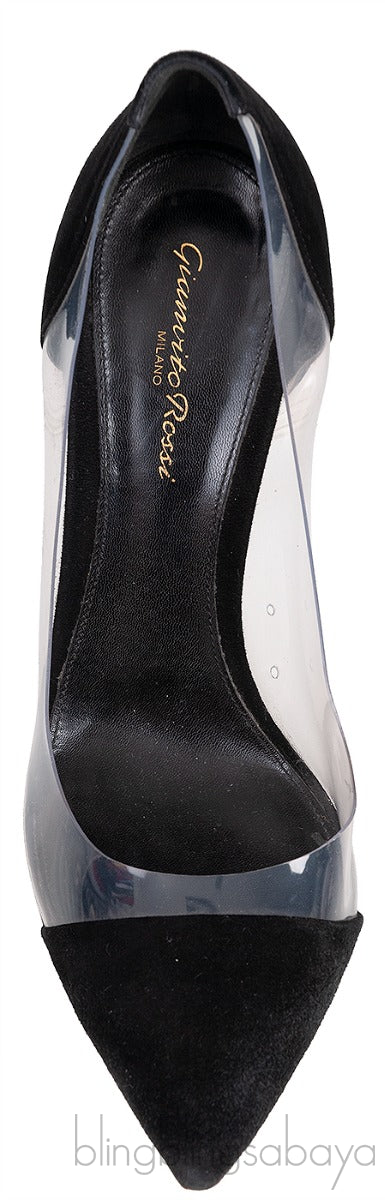 Black Suede PVC Plexi Pump
