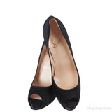 Christian Louboutin Prive Black Satin Peep Toe Pump