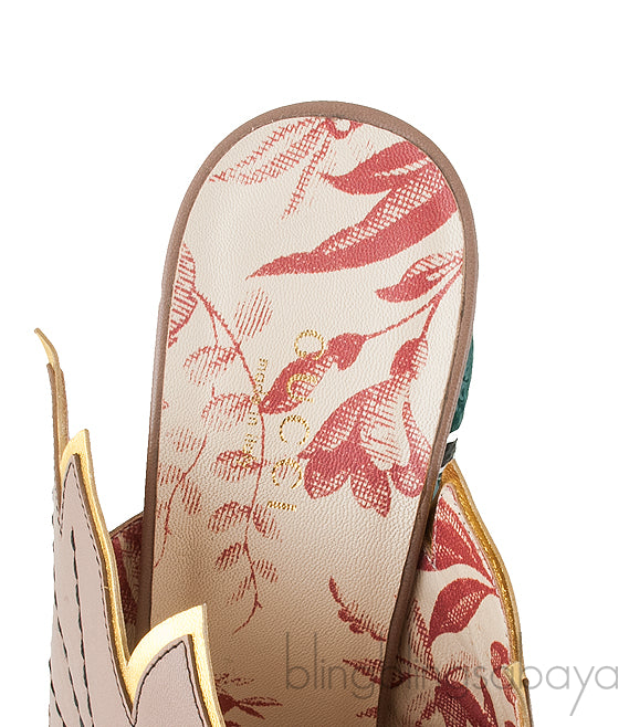 Leaf Gold Serpent Heel Slide Mule