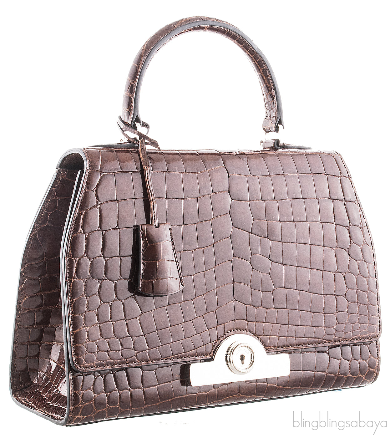 Rejane Brown Patent Crocodile PM*