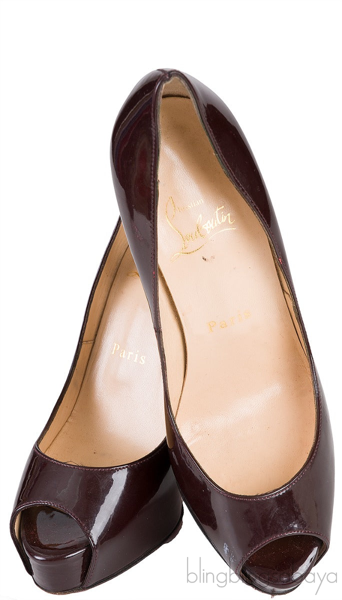 Plum Patent Peep Toe Pump
