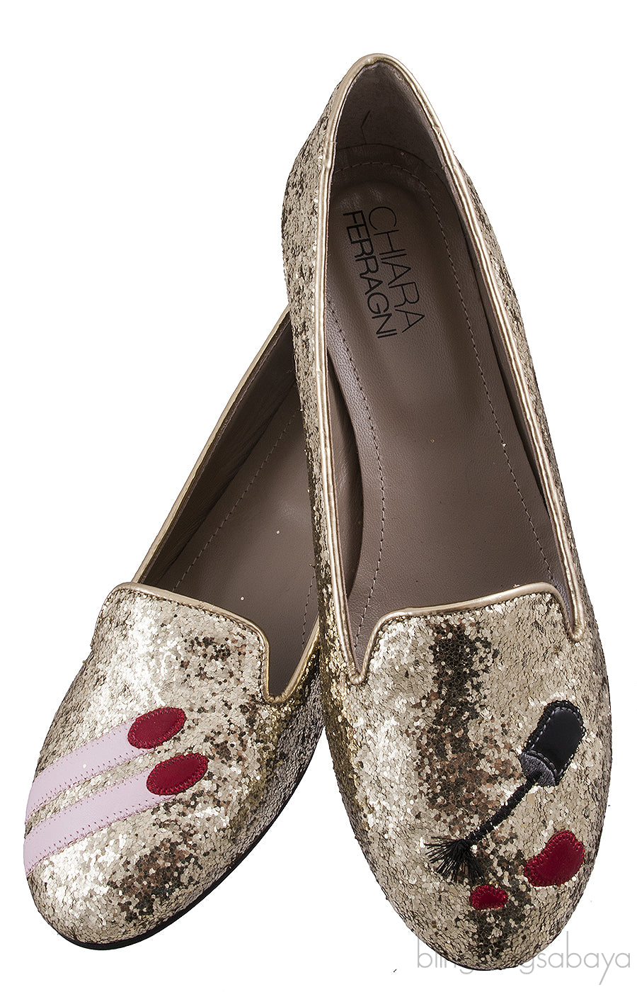 Glitter Nail Polish Gold Flat Shoes