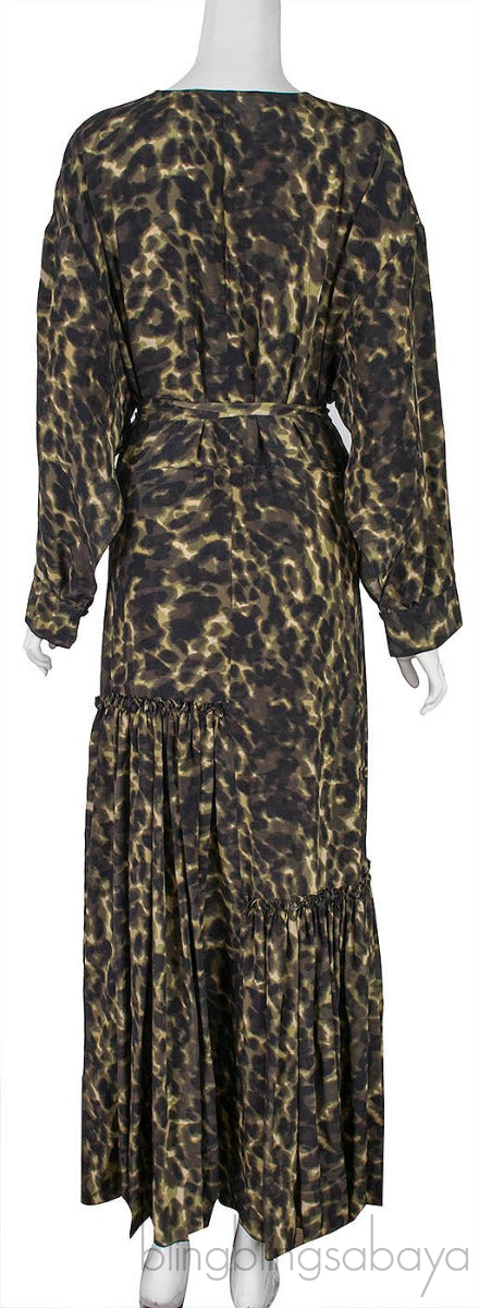 Leopard Print Dark Green Dress
