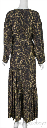 Leopard Print Dark Green Dress
