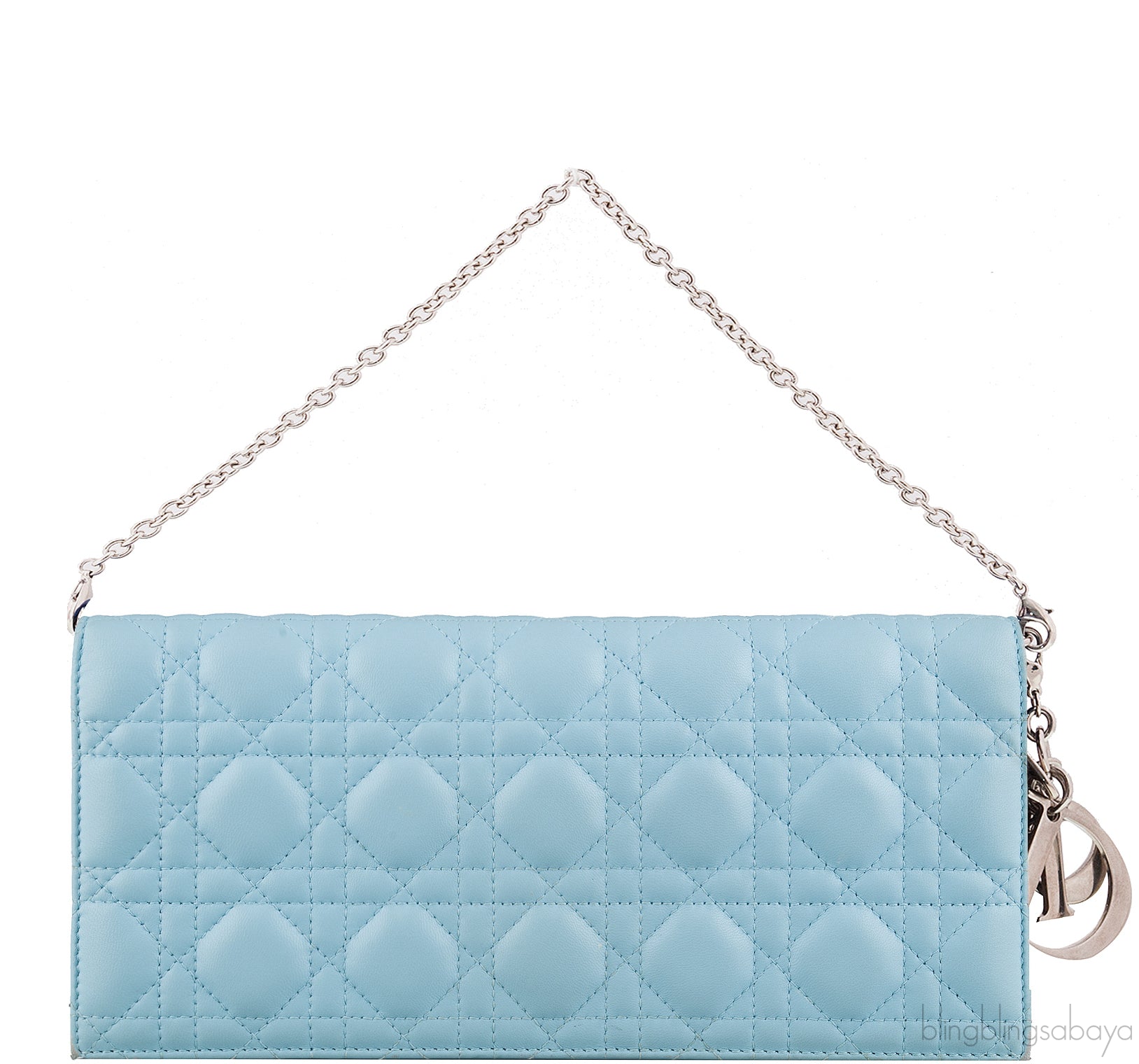 Light Blue Quilted Cannage Clutch