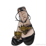 Gucci Black Bee Embellished Crystal Sandals