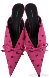 Silk BB Pink Knife Pointed Toe Mules