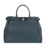 Fendi Selleria Peekaboo Dark Green Medium Python Handle Bag