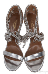 Silver Crystal Embellished Slingback Sandals