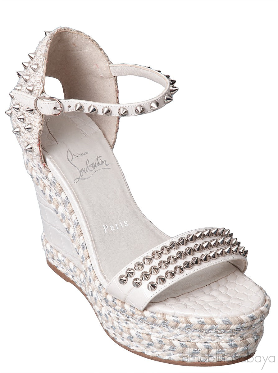 Madmonica 120 Spiked Croc-effect Leather Espadrille Wedge