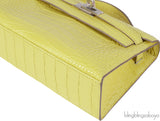 HERMES Kelly Pochette Matte Lime Alligator PHW