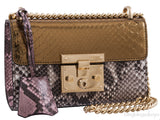 Padlock Metallic Python Shoulder Bag