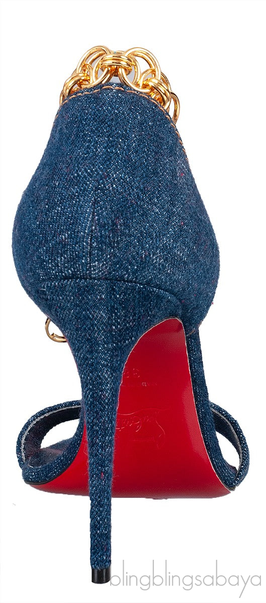 Gourmi 100 Chain-embellished Denim Sandals