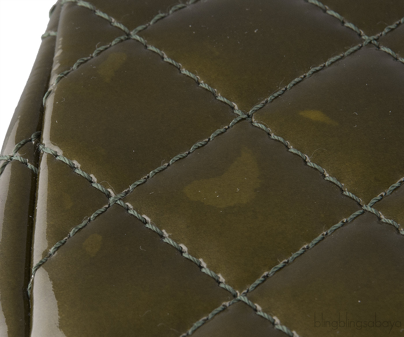 2.55 Olive Green Patent Quilted Flap XL