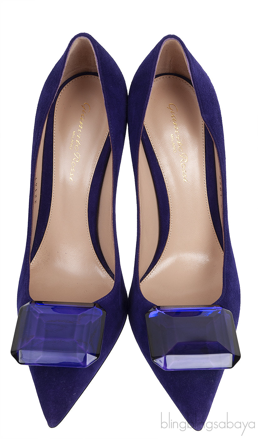 Purple Jaipur Embellished Suede Pumps