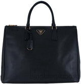 Black Saffiano Double Zip Large Tote