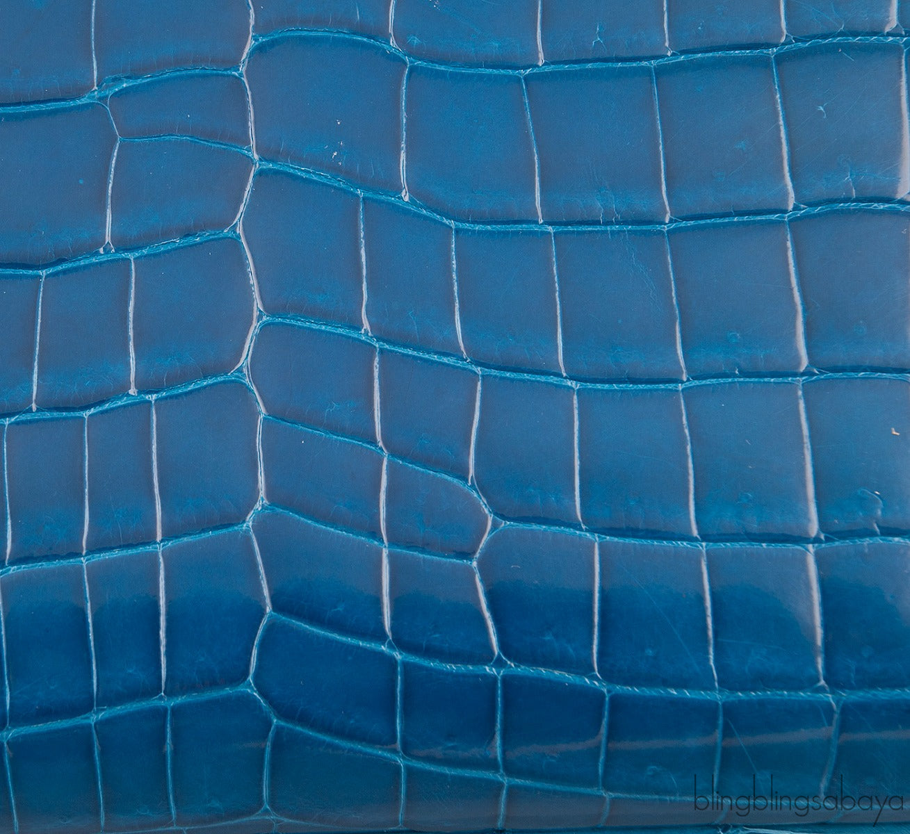 Blue Crocodile Large Top Handle Bag