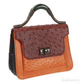 Tri-color Leather Top Handle Bag