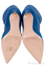 Blue Satin Ankle Boots