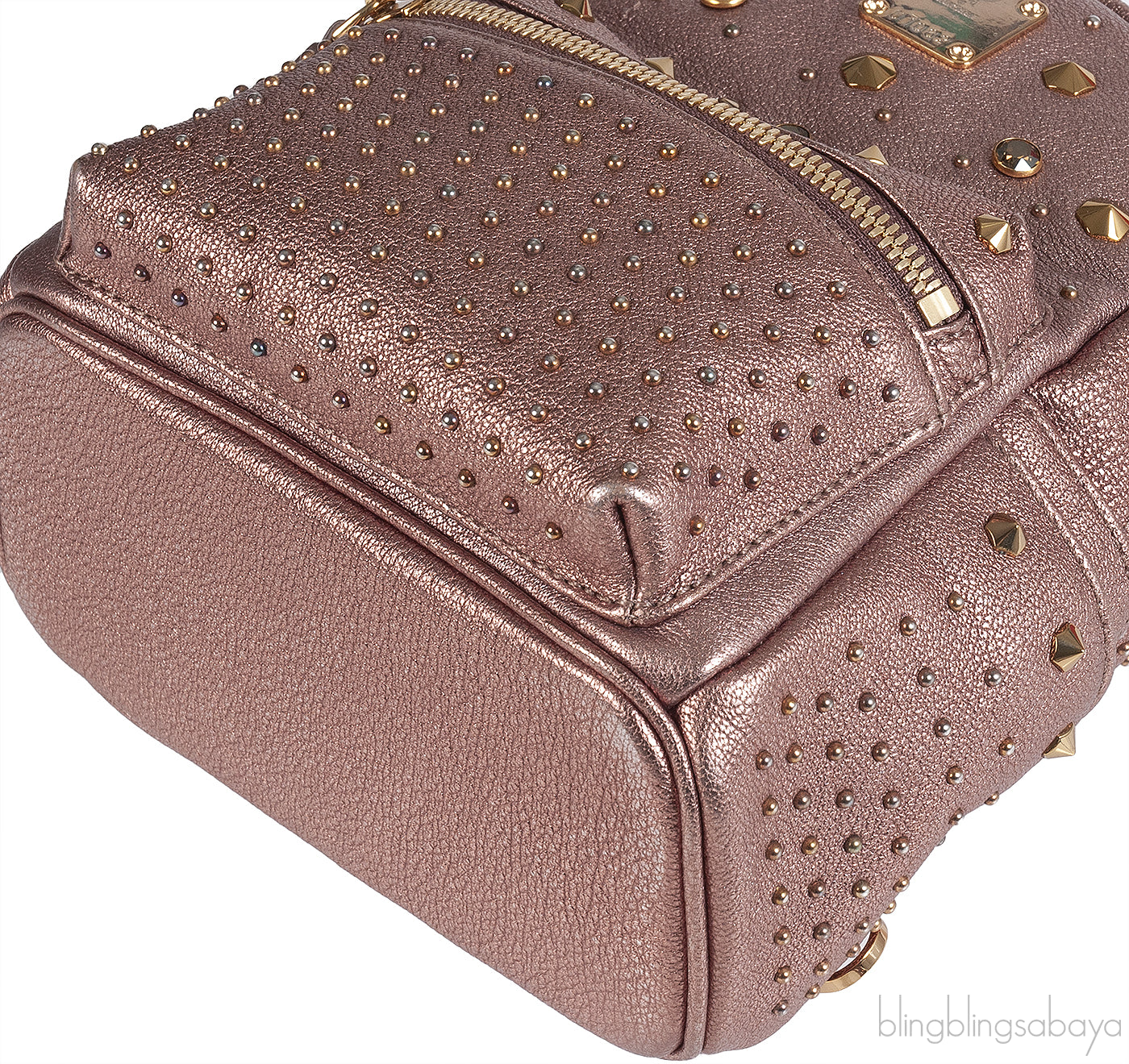 Metallic Leather Studded Mini Backpack