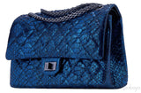 2.55 Reissue Navy Blue Metallic Python
