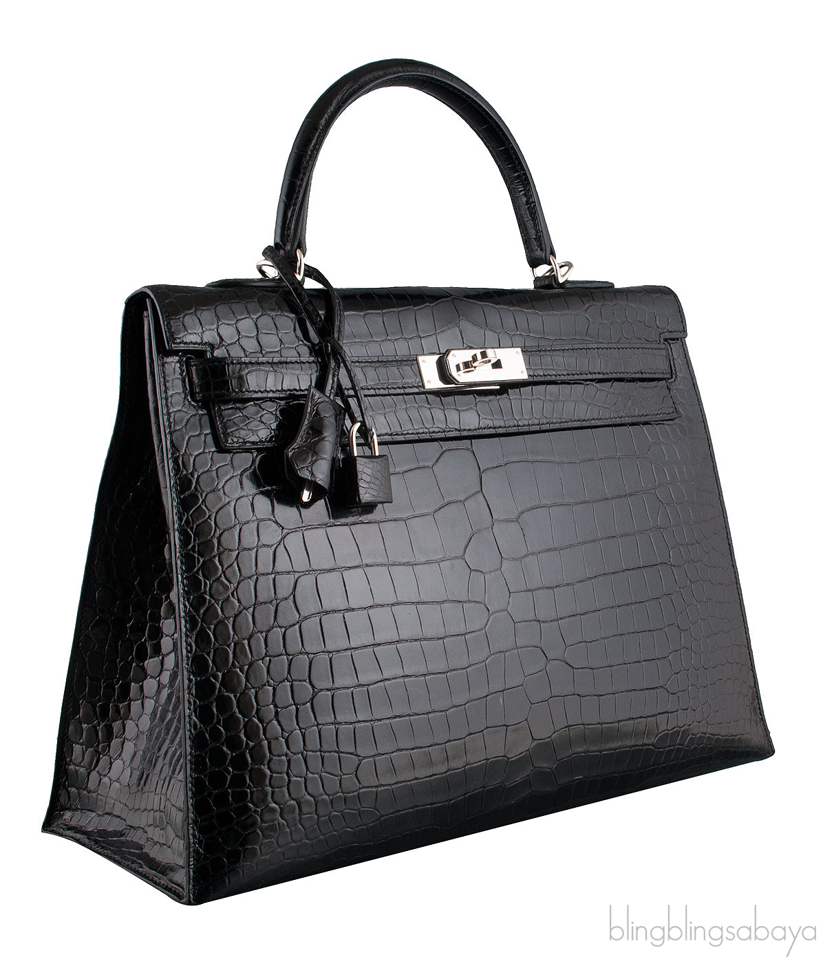 Kelly 35 Black Croc Sellier PHW