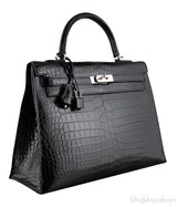 Kelly 35 Black Croc Sellier PHW