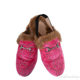 Pink Princetown GG Velvet Kids Shoes