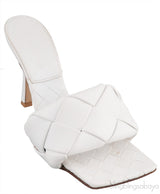 Bottega Veneta White Lido Intrecciato Mules 38