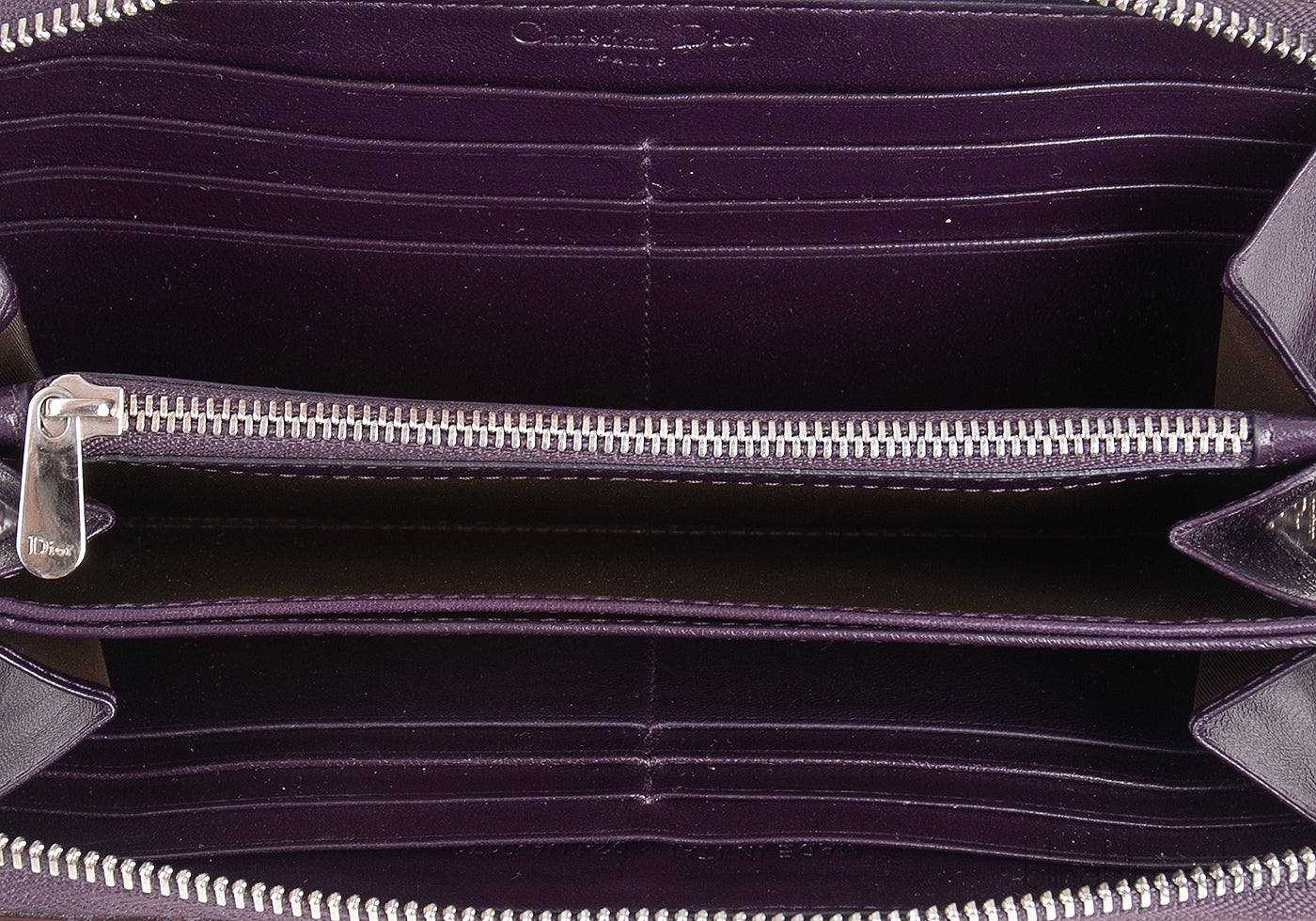 Dior Plum Cannage Patent Continental Wallet