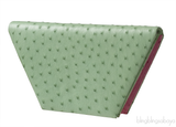 Laykh Apple Green & Pink Ostrich Trapezoid Clutch