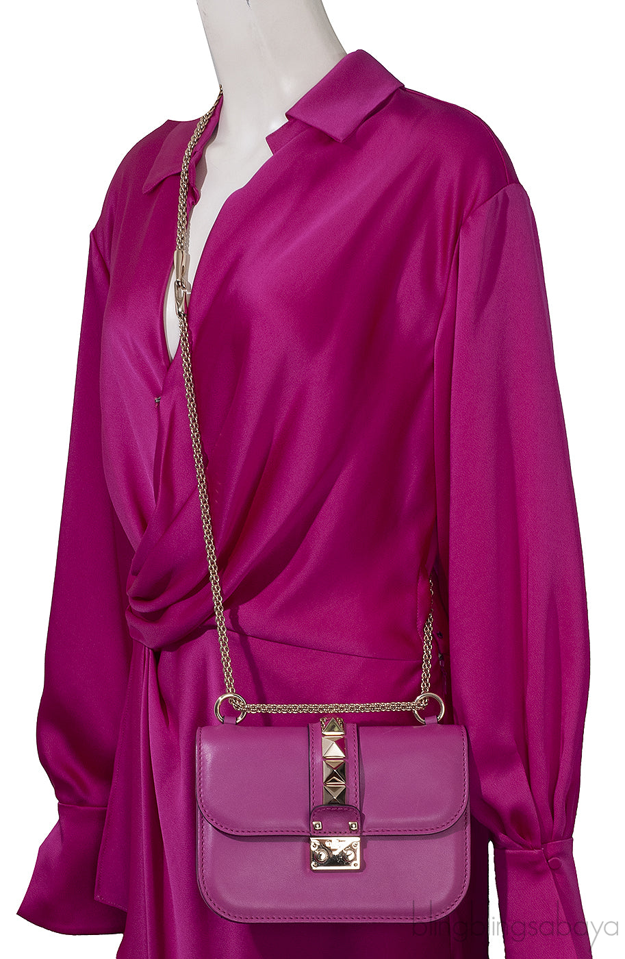 Fuchsia Rockstud Glam Shoulder Bag