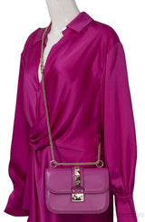 Fuchsia Rockstud Glam Shoulder Bag