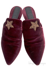 Maroon Stella Velvet Mules