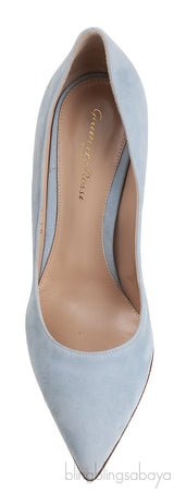Light Blue Suede Pointed Toe Heels