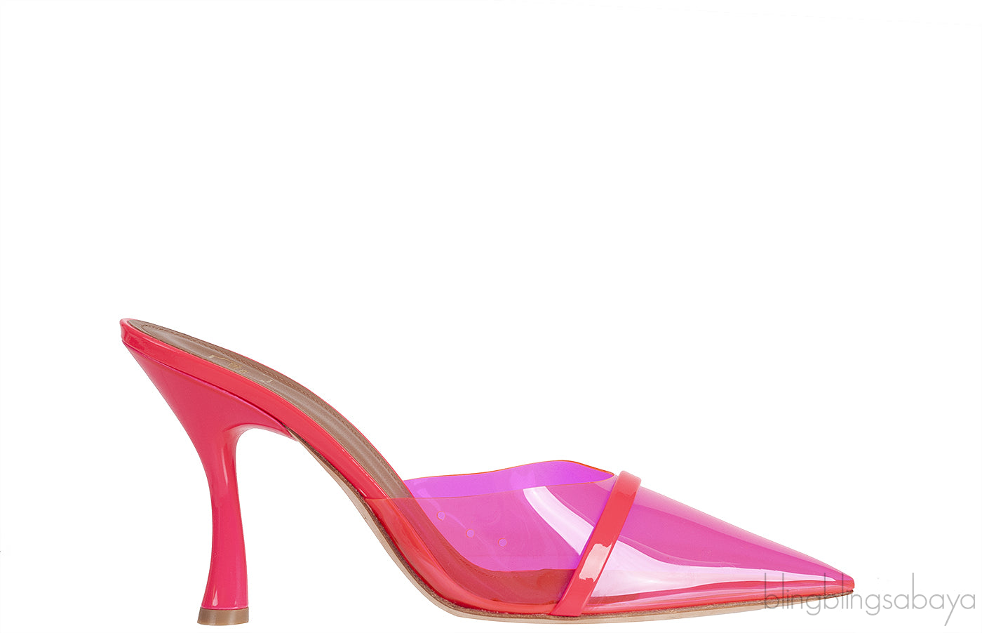 Neon Pink Pointed Toe PVC Mule