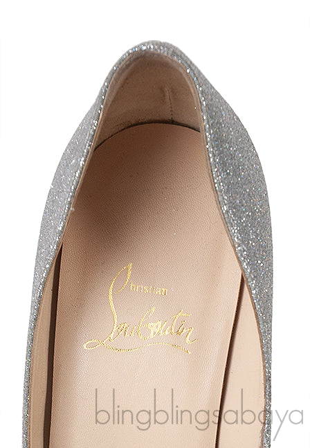 Glitter Silver Peep Toe Heels
