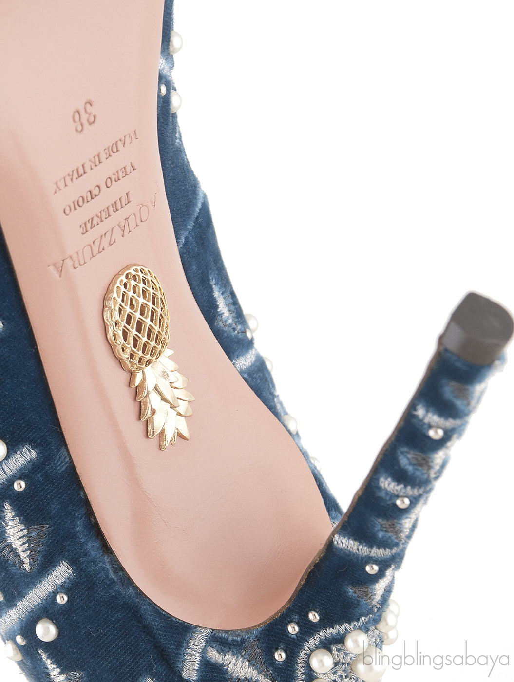 Pearl Embroidered Velvet Heels