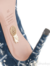 Pearl Embroidered Velvet Heels