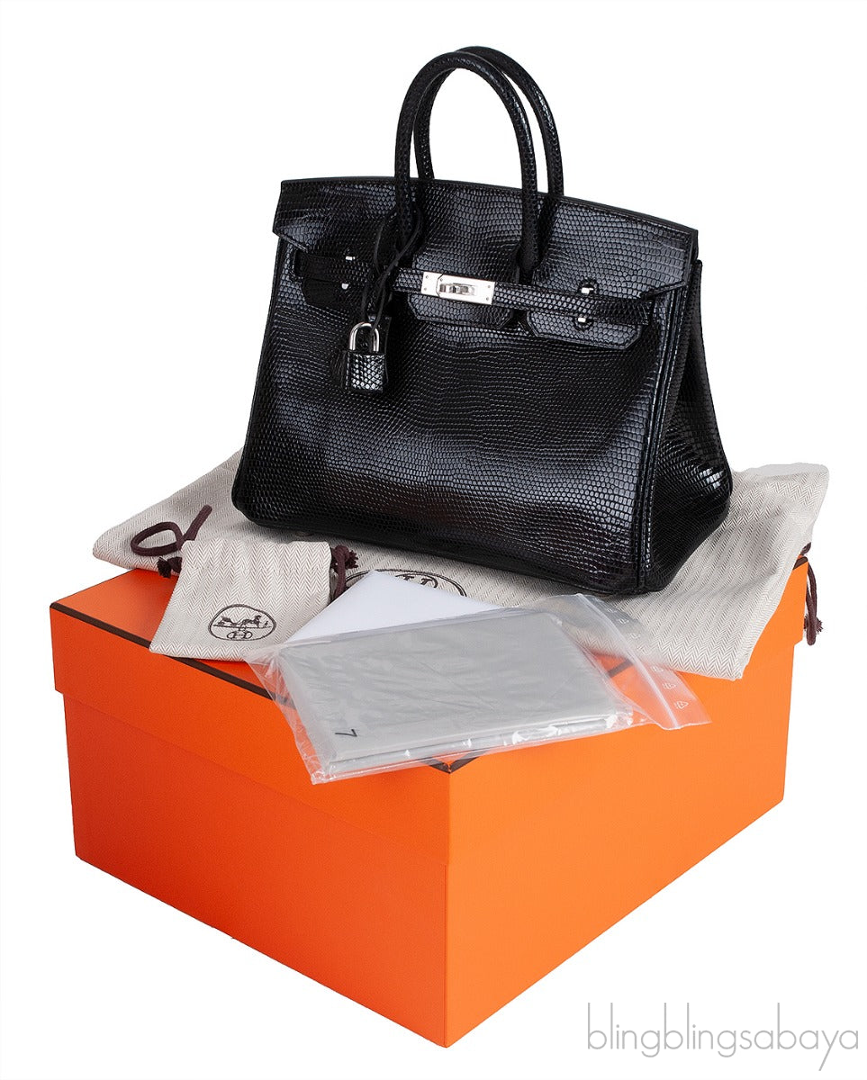 Birkin 25 Black Lizard PHW