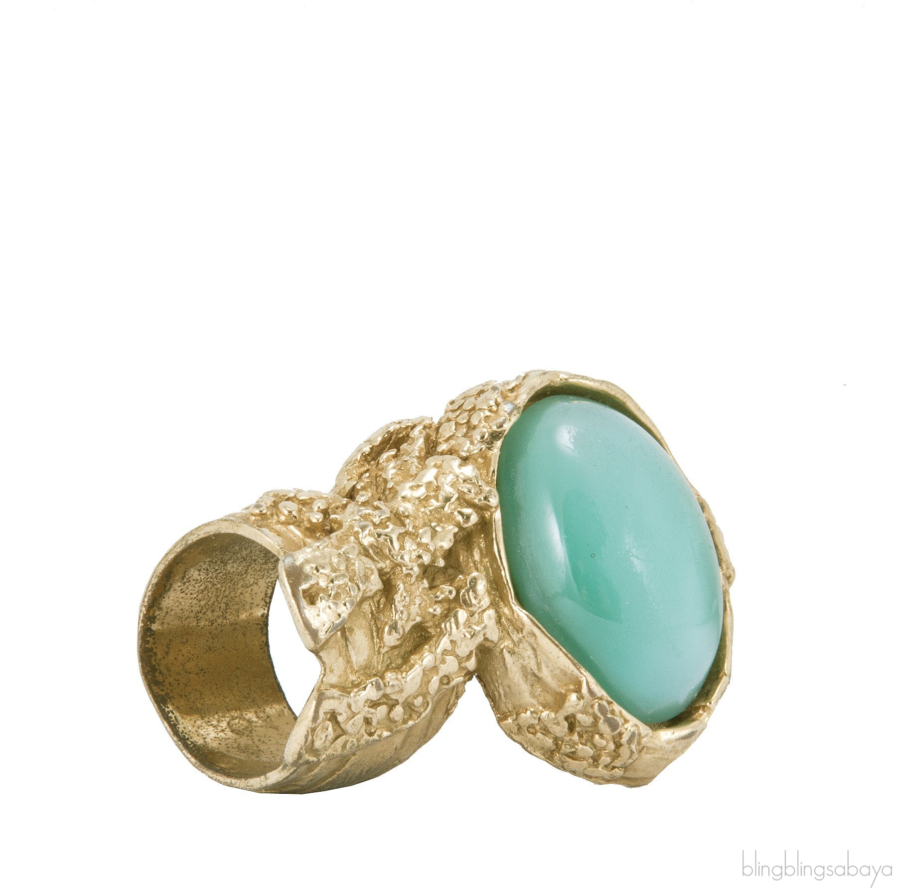 Arty Oval Ring Aqua Green