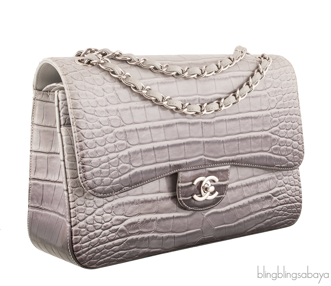 Ombre Grey Crocodile Flap Bag