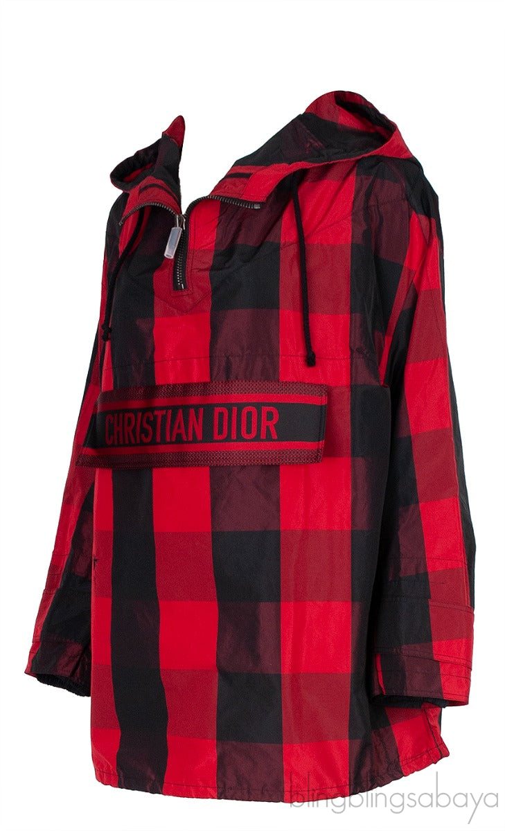 Dior Black & Red Plaid Polyester Rain Jacket
