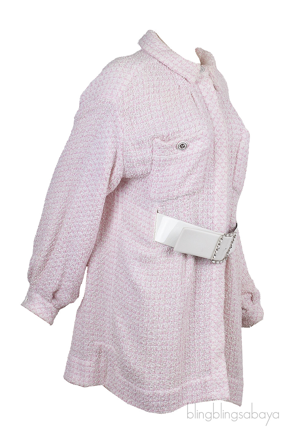 Chanel Pink & White Tweed Belted Dress