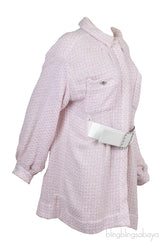 Chanel Pink & White Tweed Belted Dress