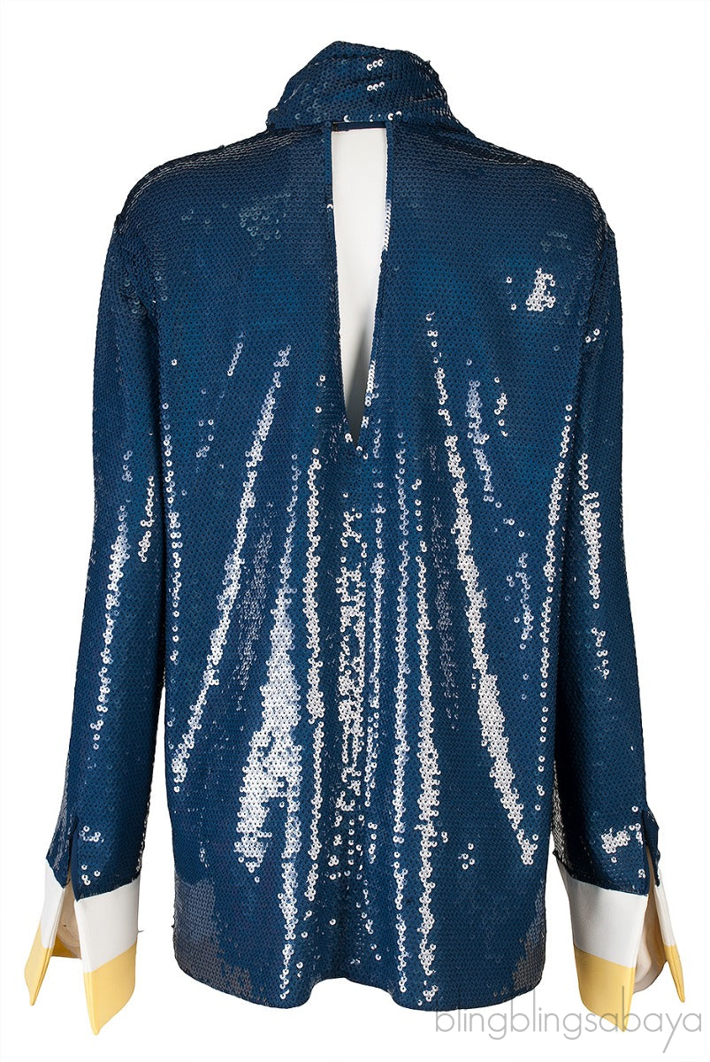 Oversized Cuffs Sequin Blouse