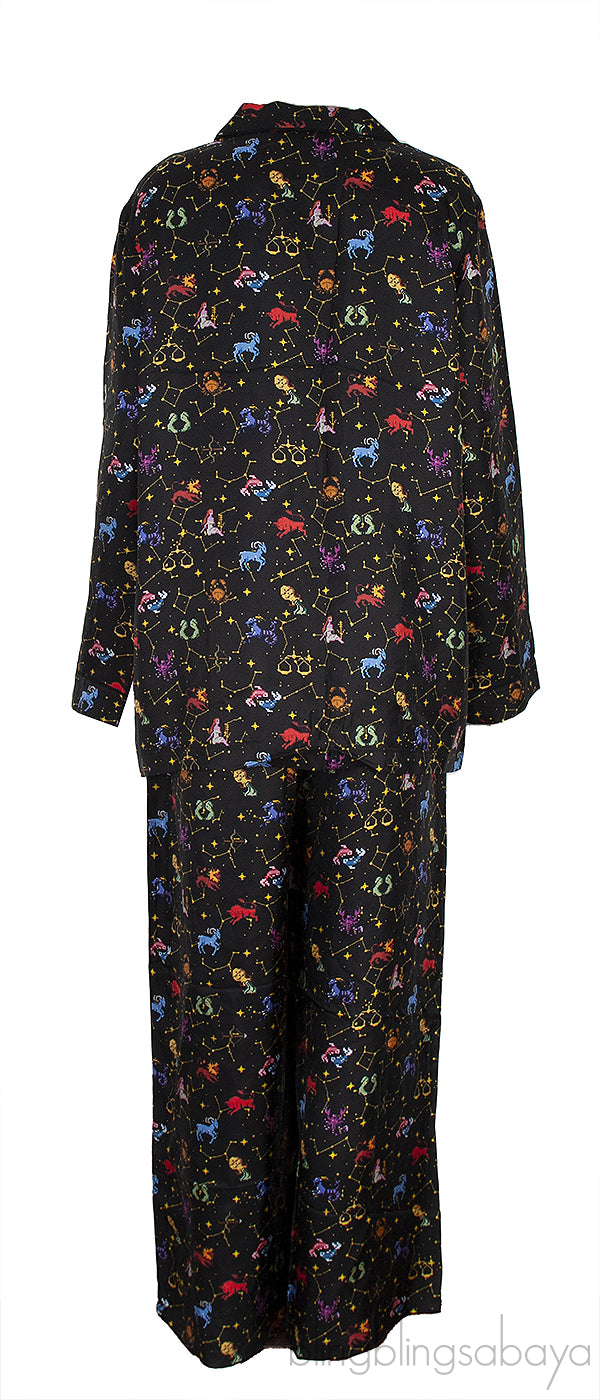 Black Zodiac Print Shirt & Trouser
