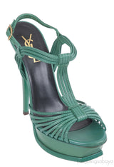 Yves Saint Laurent Green Strappy Slingback Sandals