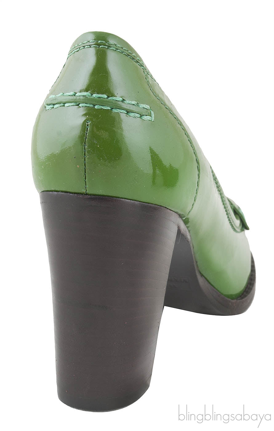 Green Patent Loafer Heels